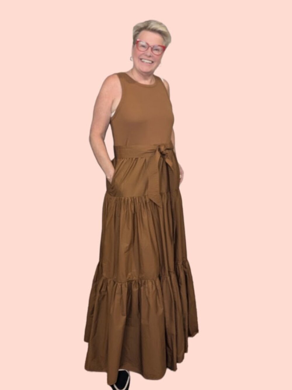 Melanie Lyne Tiered Maxi Dress - Size 16/Pockets